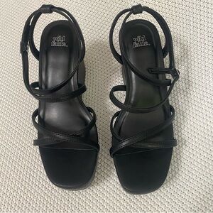 Wild Fable Black Strappy Wedge Sandals